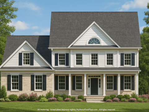 Colonial Revival Home Plan with 2 Stories, 4 Bedrooms & CAD Floor Plans