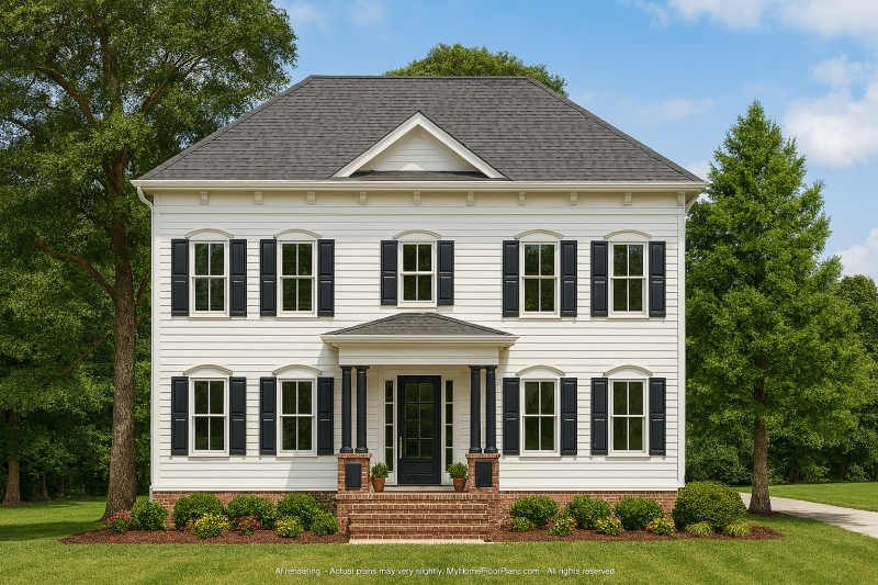 Colonial Revival Home Plan with 5 Beds, 2.5 Stories & CAD Floor Designs
