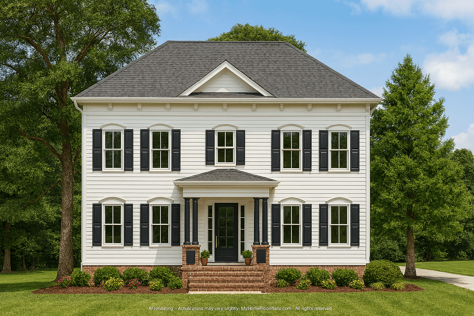 Colonial Revival Home Plan with 5 Beds, 2.5 Stories & CAD Floor Designs