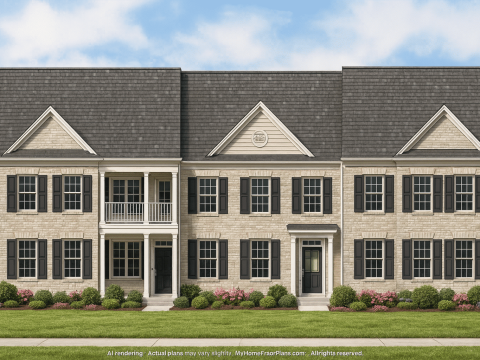 Colonial Revival Townhome Floor Plan with CAD Designs