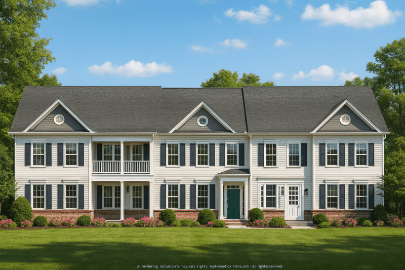 Colonial Revival Townhome Floor Plan with CAD Designs