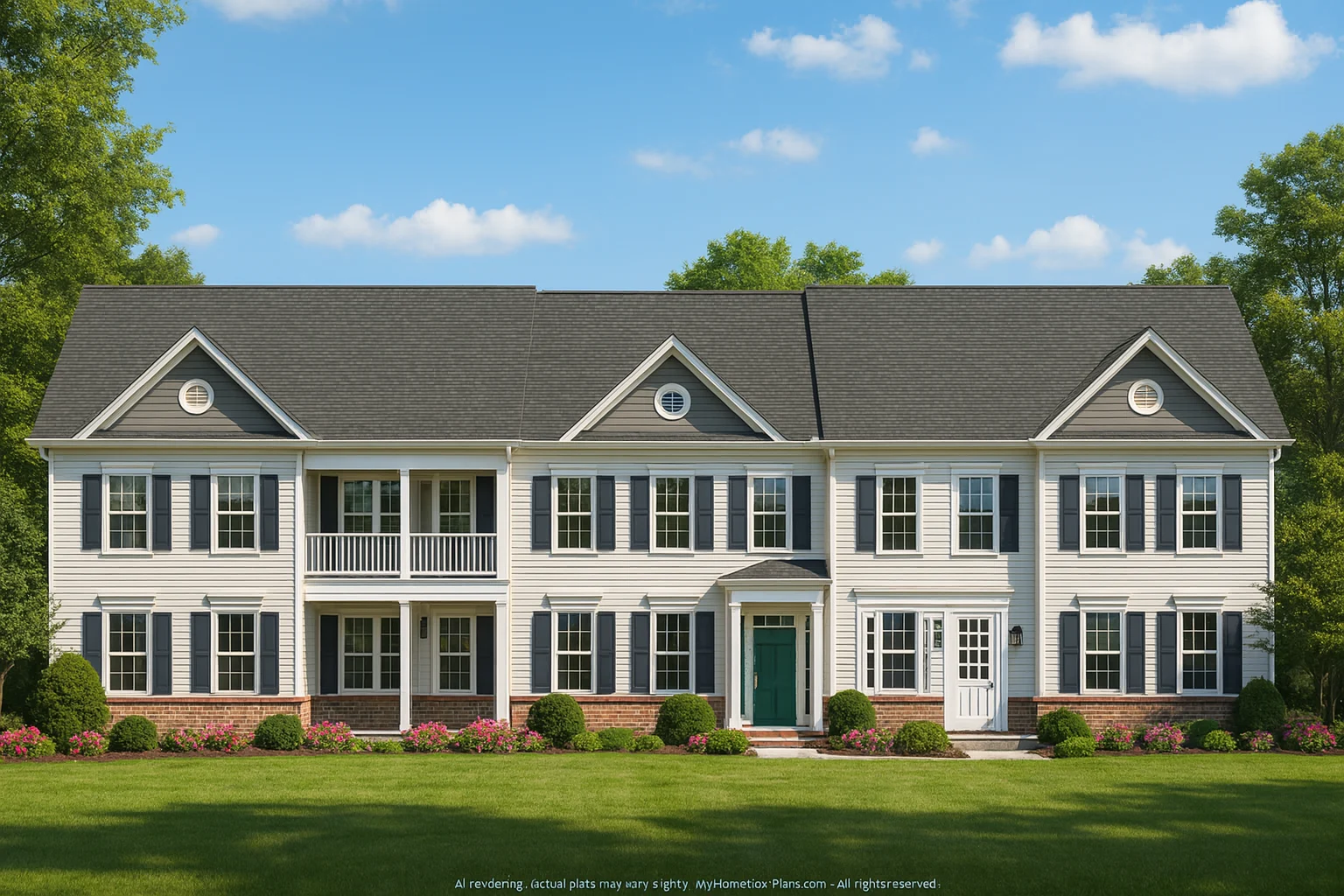 Colonial Revival Townhome Floor Plan with CAD Designs