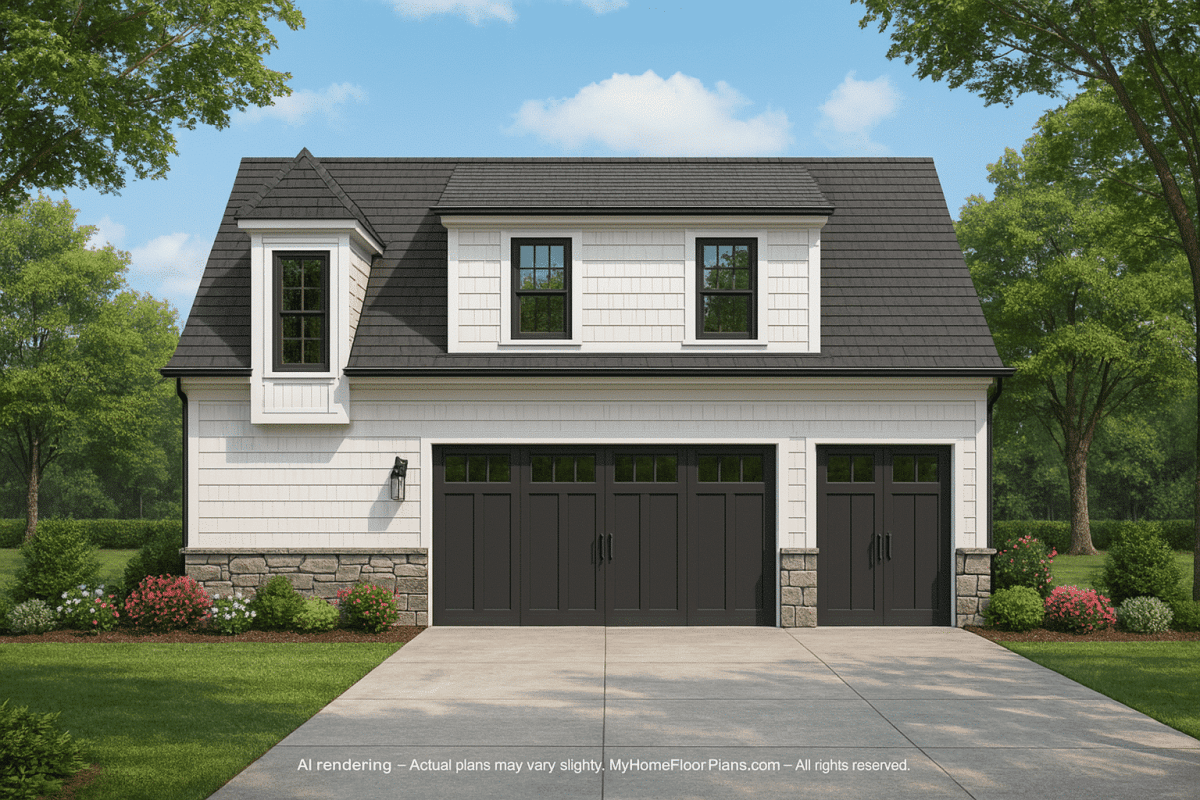 Compact 2-Story Garage Apartment Plan with Craftsman Charm