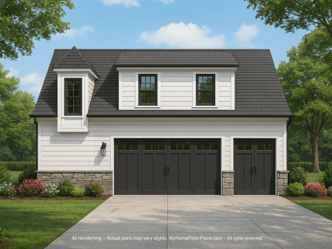 Compact 2-Story Garage Apartment Plan with Craftsman Charm