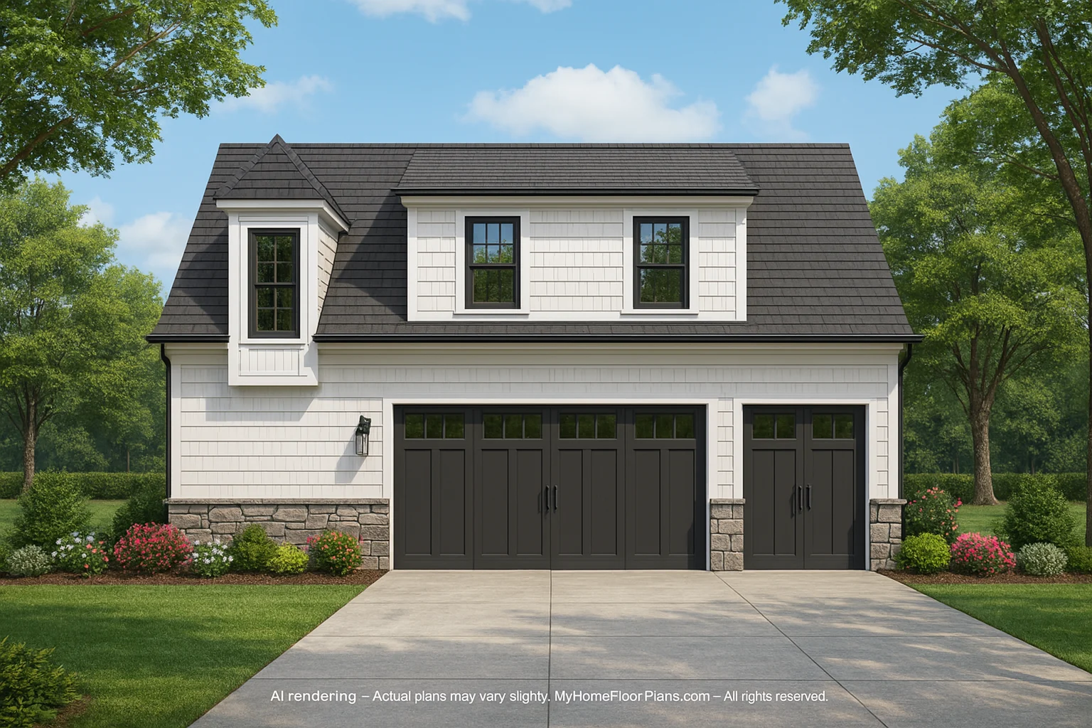 Compact 2-Story Garage Apartment Plan with Craftsman Charm