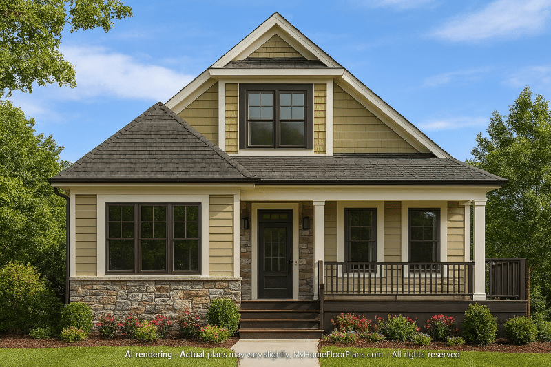 Compact 2-Story Home Plan with Studio & Cart Garage