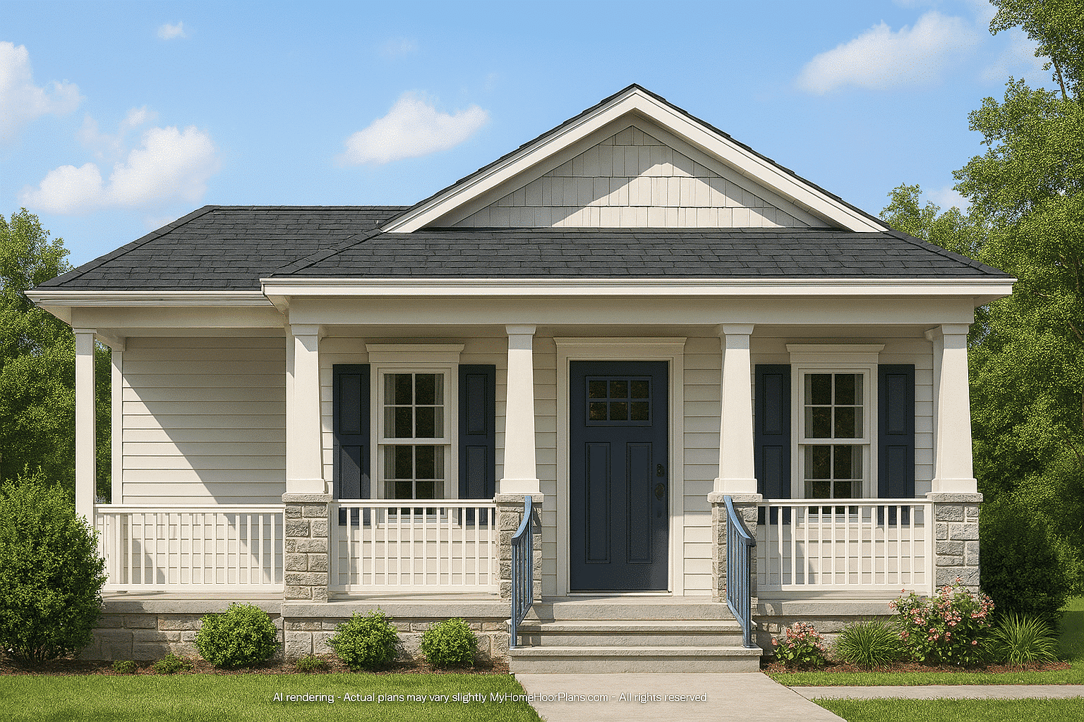 Compact Cottage Home Plan With Cozy Design and CAD Blueprint