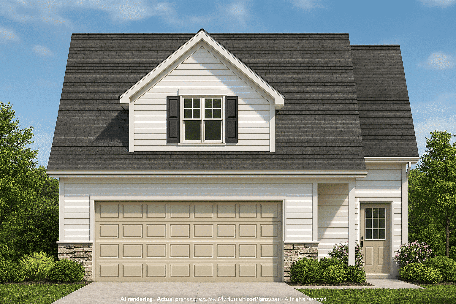 Compact House Plan with 2-Car Garage, Open Layout & CAD Blueprints