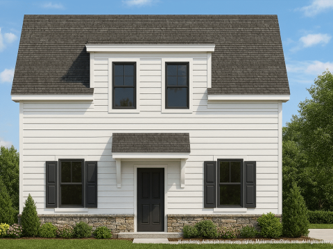 Compact House Plan with Oversized Garage and Living Area Above