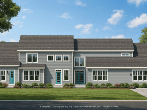 Contemporary 4-Bedroom Townhome Plan with CAD Blueprints