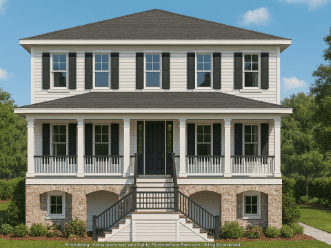 Contemporary Beach Home Plan with 3 Bedrooms and CAD Blueprints