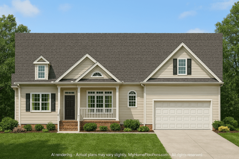 Country 1.5 Story Home Plan with Open Floor Plan – 2,224 Sq Ft