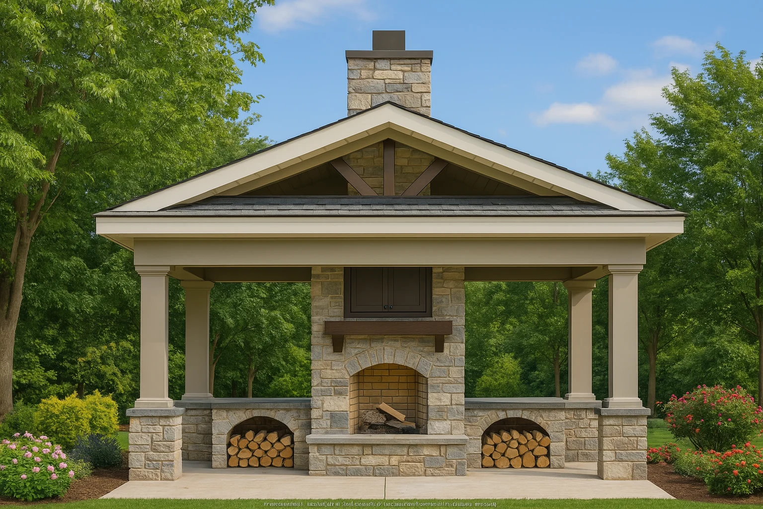 Cozy Cabana House Plan – Vaulted Ceiling, Outdoor Fireplace & CAD Blueprints