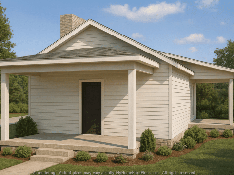 Cozy Cabin Home Floor Plan with CAD Designs & Blueprint