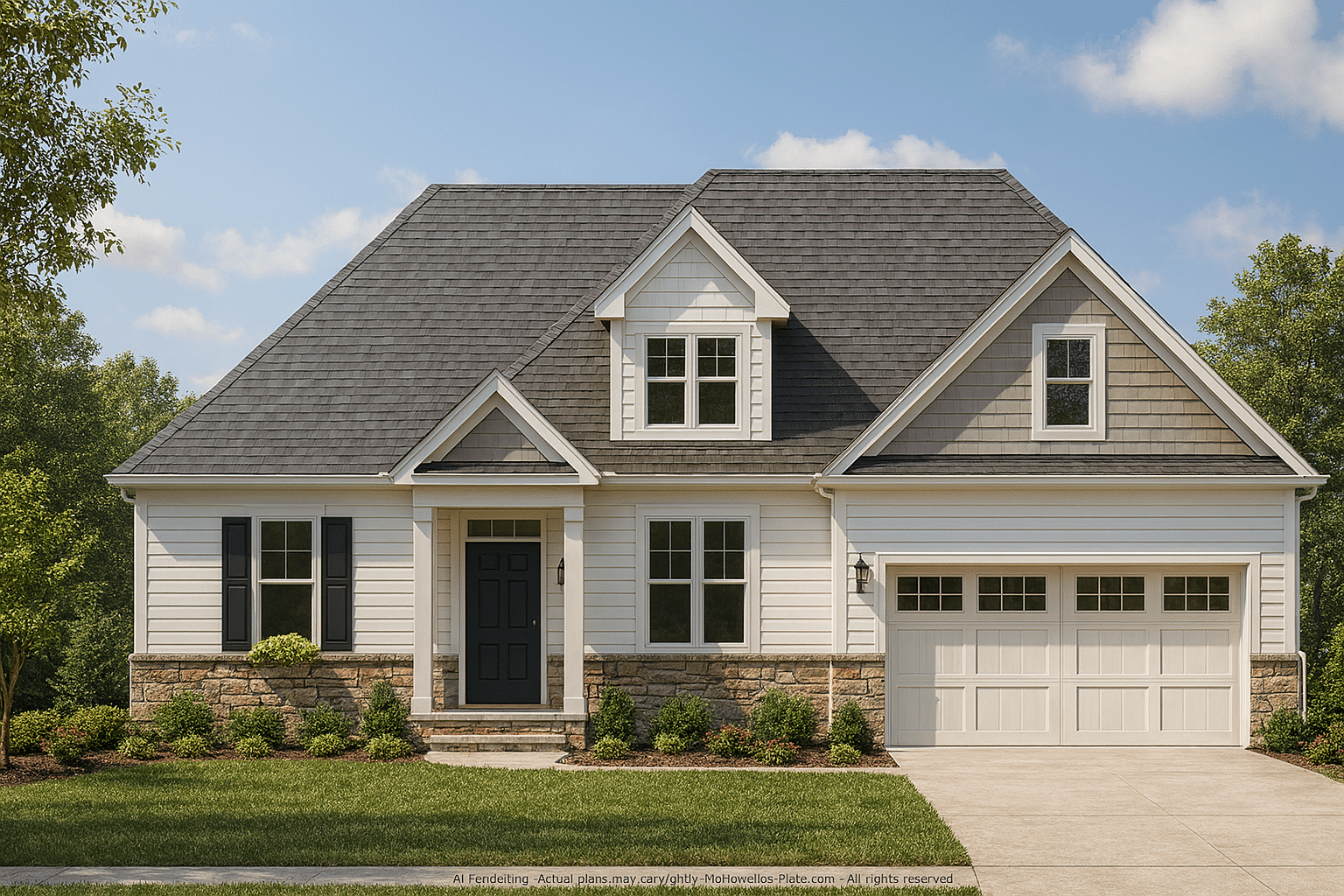 Craftsman 1.5-Story House Plan with Vaulted Ceilings & Porches