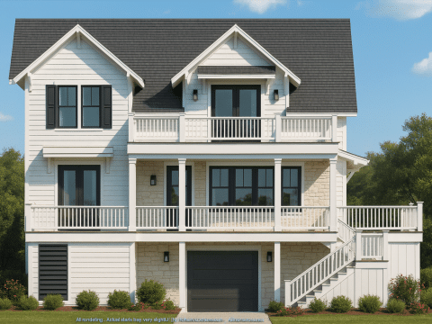 Craftsman Beach Home Floor Plan with Coastal Charm