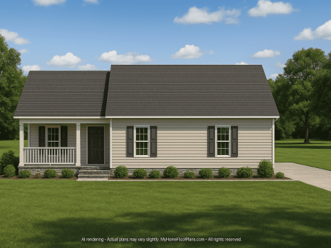 Craftsman Bungalow Small House Plan with 3 Bedrooms & CAD Blueprints