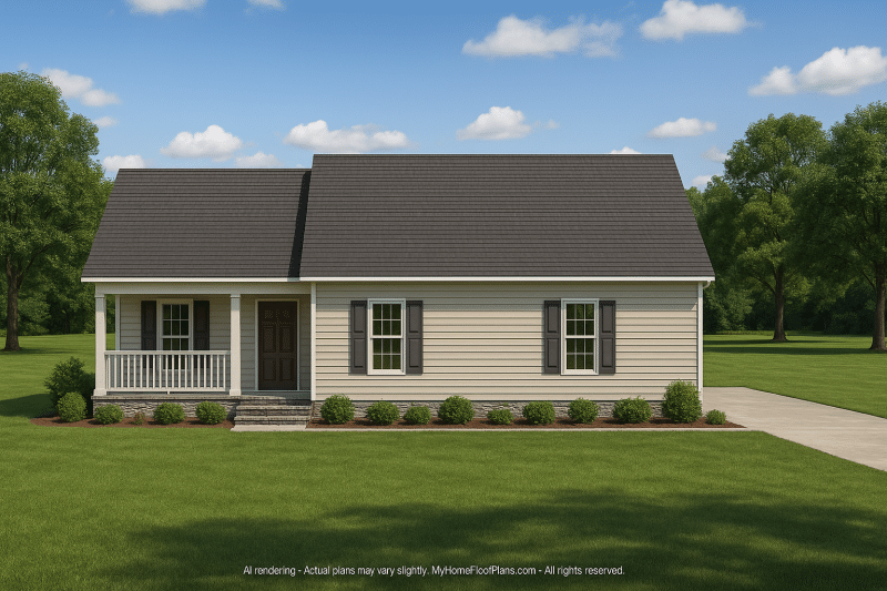Craftsman Bungalow Small House Plan with 3 Bedrooms & CAD Blueprints