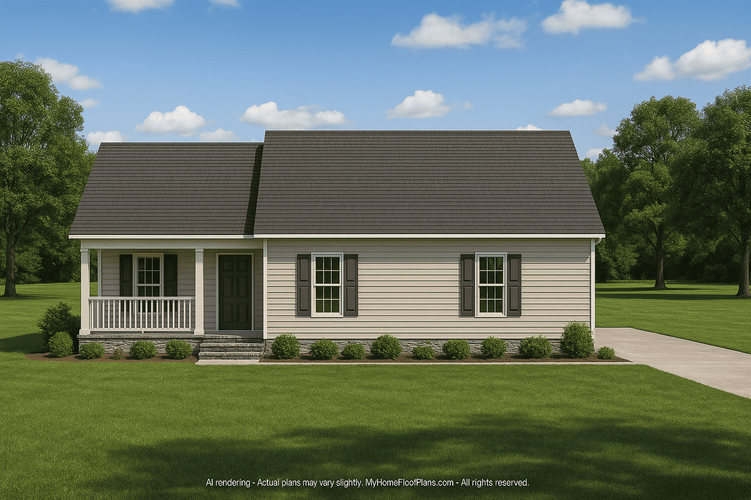 Craftsman Bungalow Small House Plan with 3 Bedrooms & CAD Blueprints