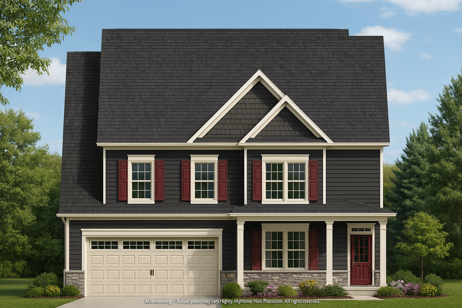 Craftsman Floor Plan with 2 Story Design Home Blueprint