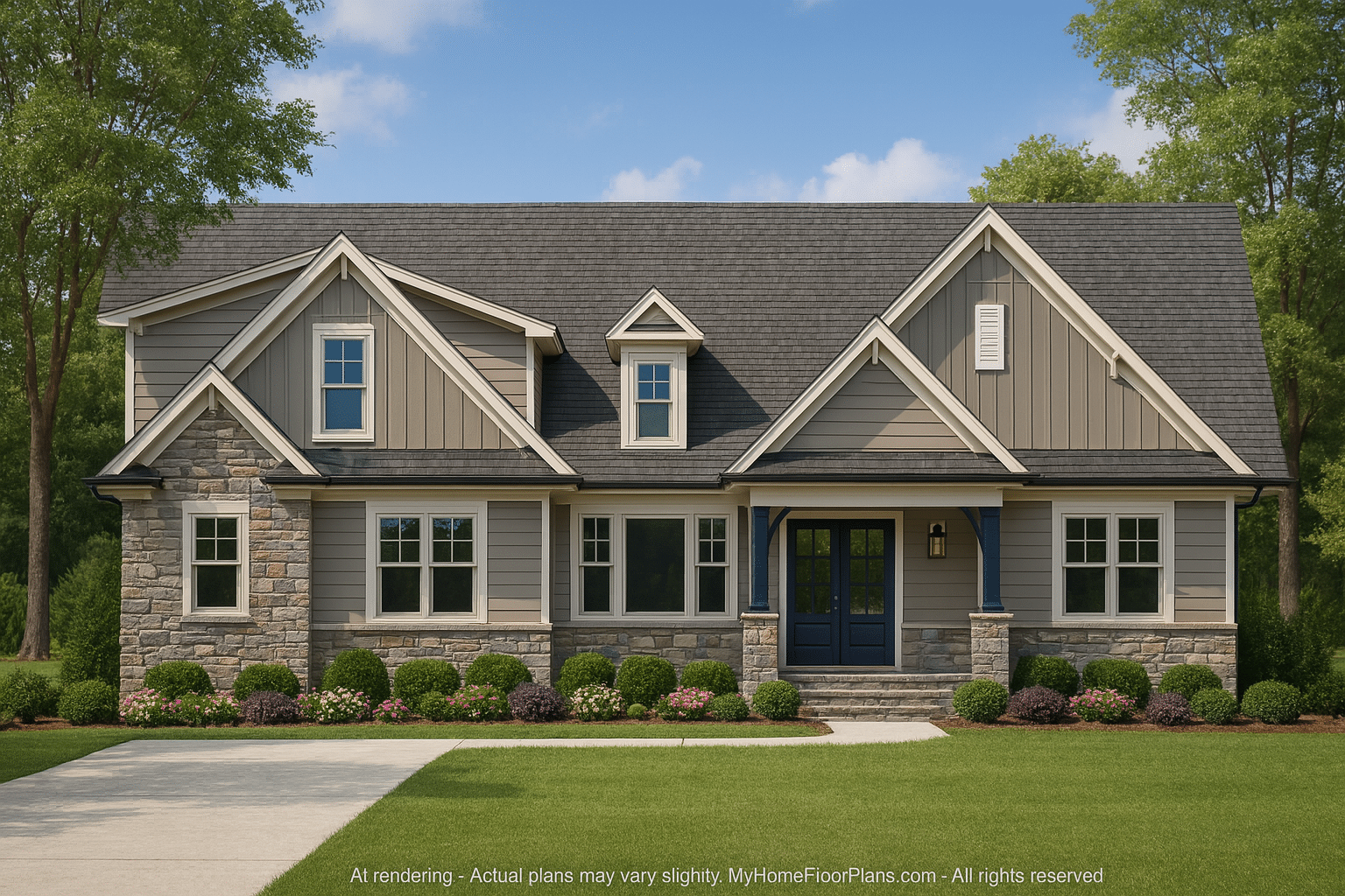 Craftsman Floor Plan with Bonus Room, CAD Blueprint & Custom Designs