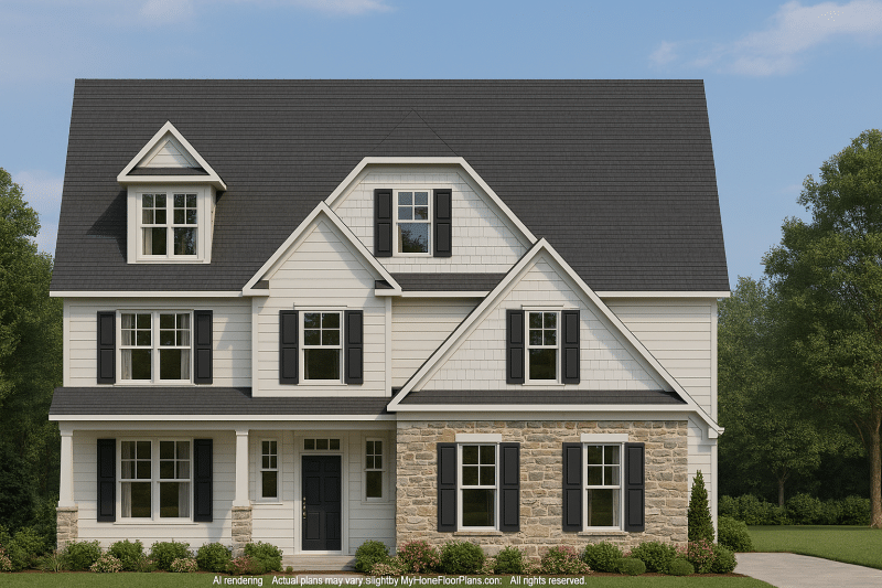 Craftsman Home Design with 2-Story Plan and CAD Blueprints