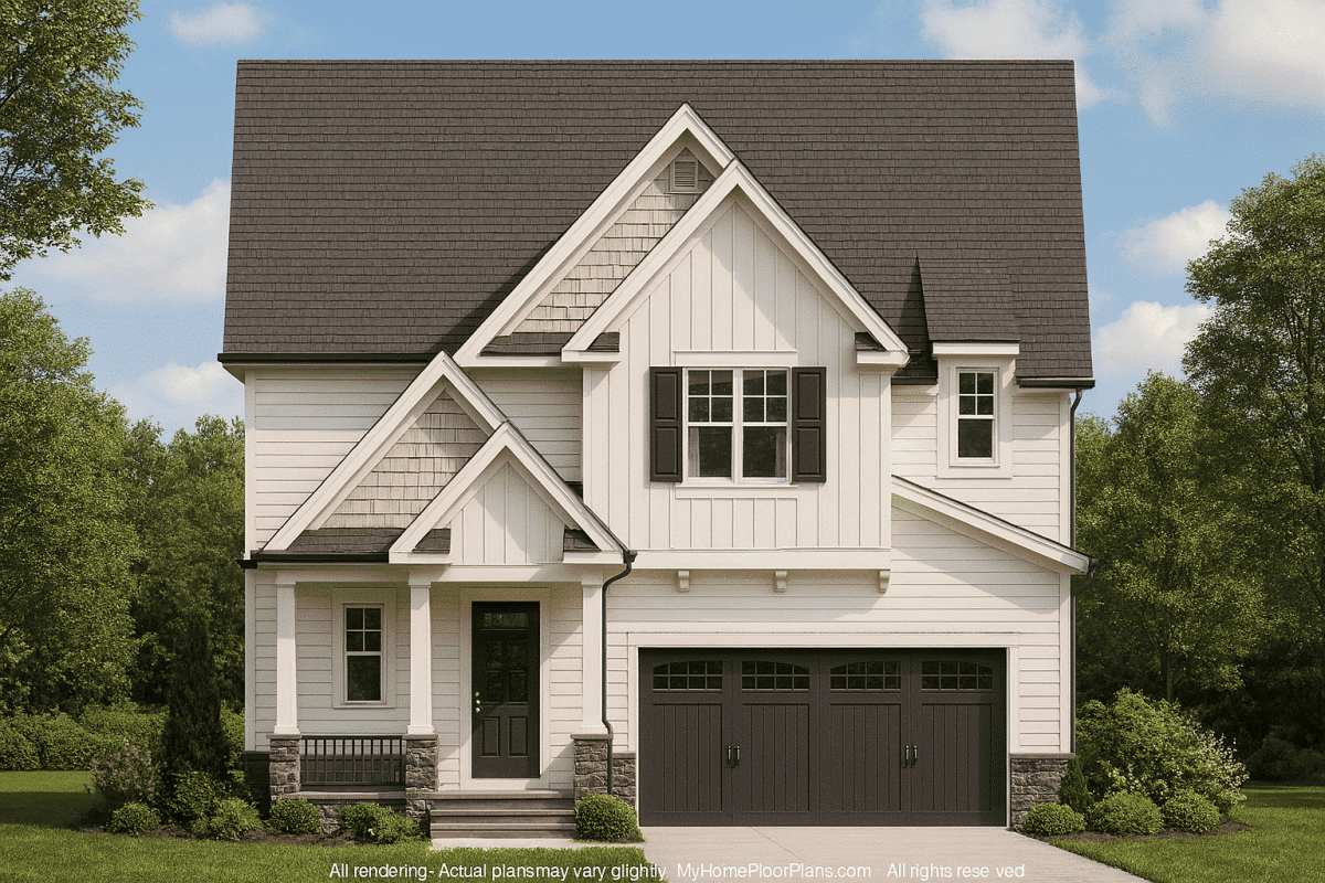 Craftsman Home Floor Plan 2,540 Sq Ft Two-Story Blueprint with CAD Files