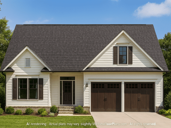 Craftsman Home Floor Plan with 1.5 Stories and Open Layout
