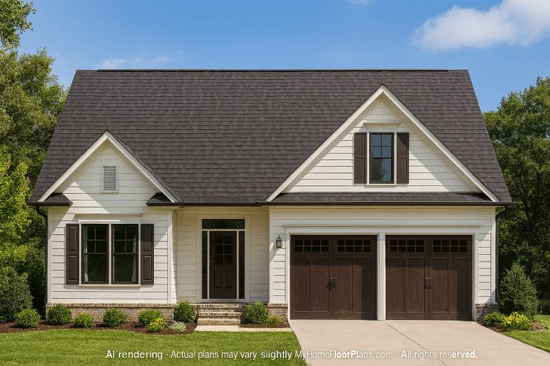 Craftsman Home Floor Plan with 1.5 Stories and Open Layout