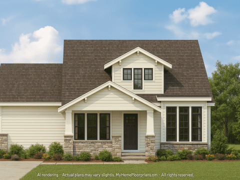 Craftsman Home Floor Plan with 2 Stories & CAD Blueprint Designs