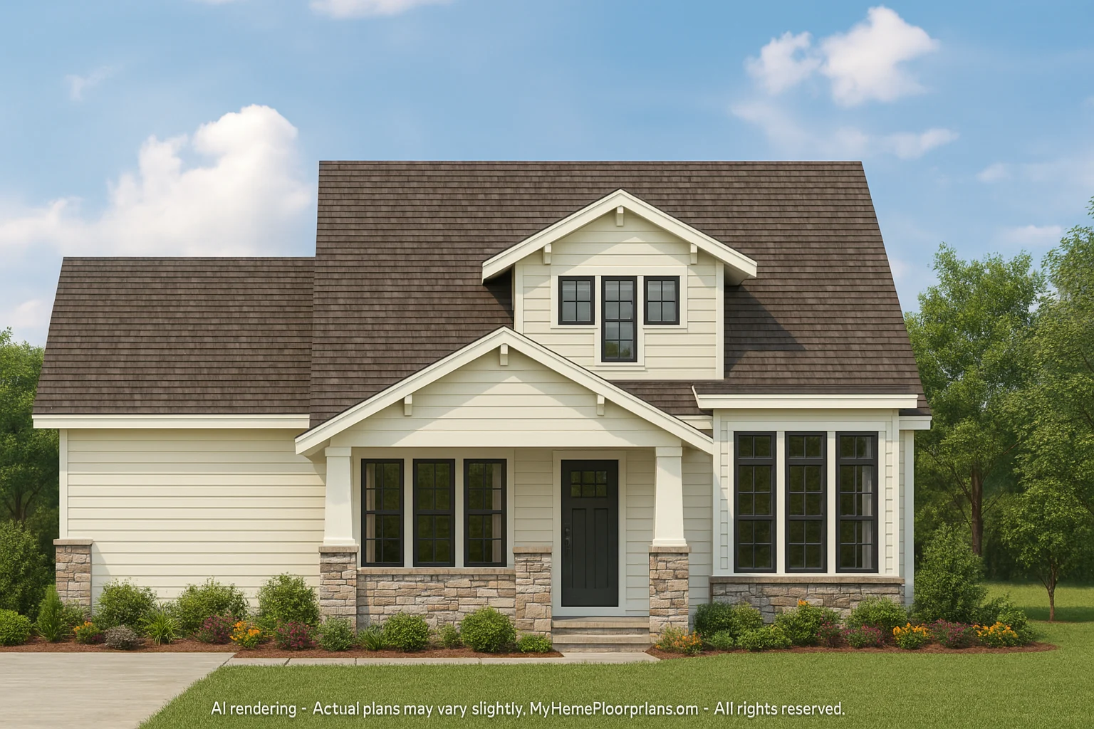 Craftsman Home Floor Plan with 2 Stories & CAD Blueprint Designs