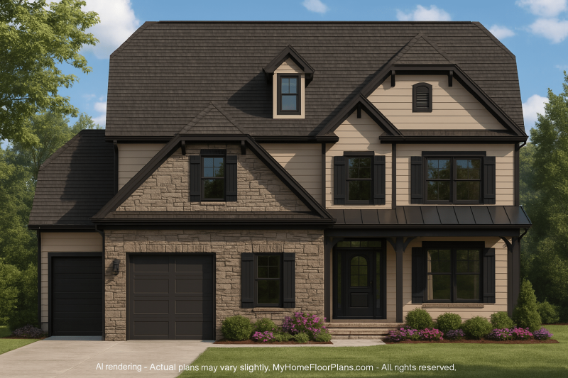Craftsman Home Floor Plan with CAD Designs and Blueprint