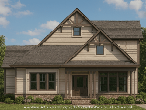 Craftsman Home Plan 2-Floor Blueprint CAD with 3 Bedrooms