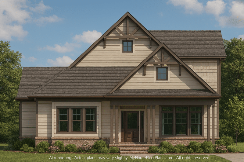 Craftsman Home Plan 2-Floor Blueprint CAD with 3 Bedrooms