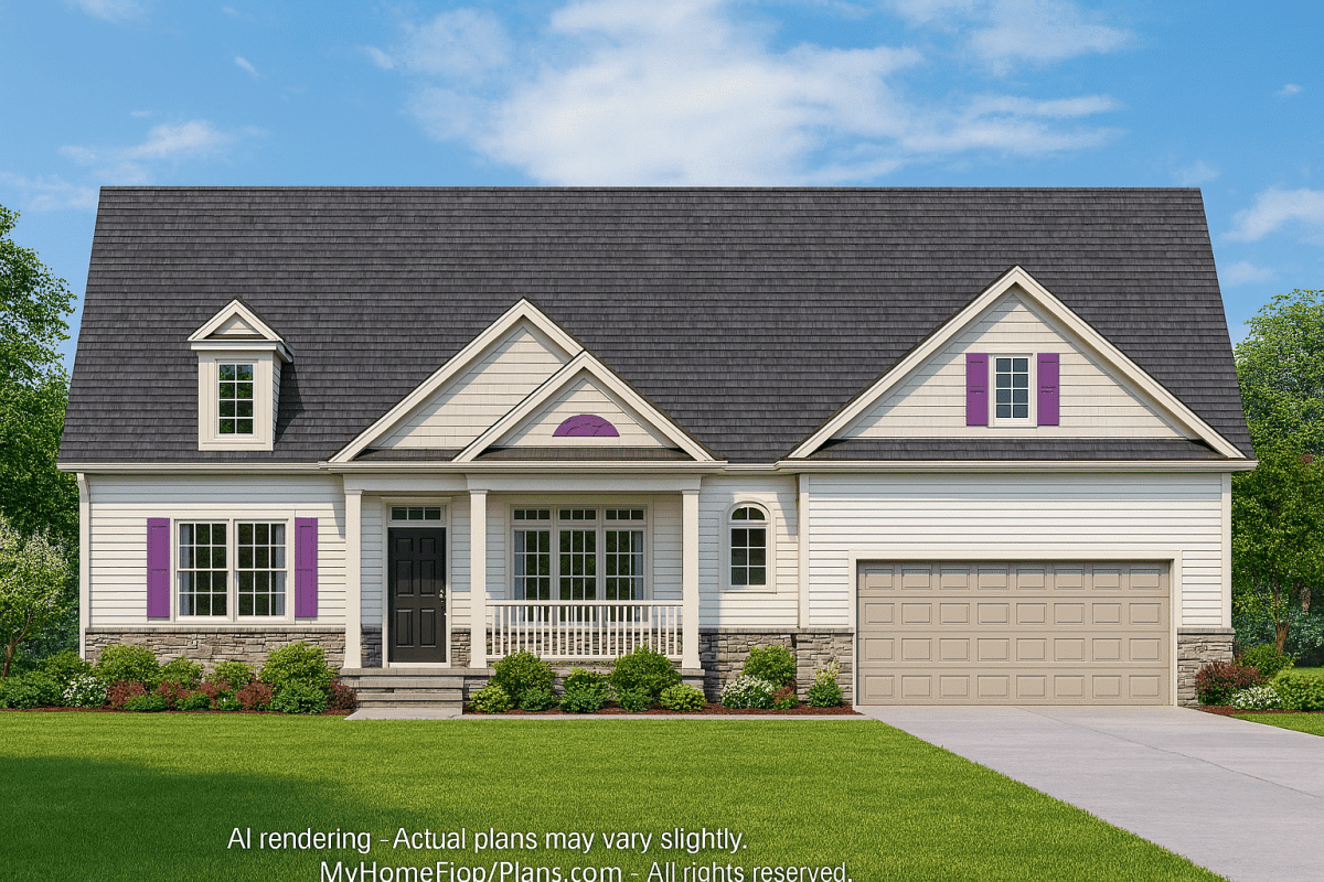 Craftsman Home Plan 3-Bedroom Floor Plan Blueprint Design