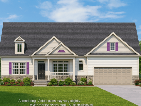 Craftsman Home Plan 3-Bedroom Floor Plan Blueprint Design