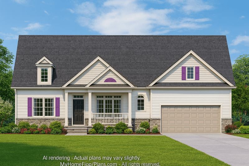 Craftsman Home Plan 3-Bedroom Floor Plan Blueprint Design