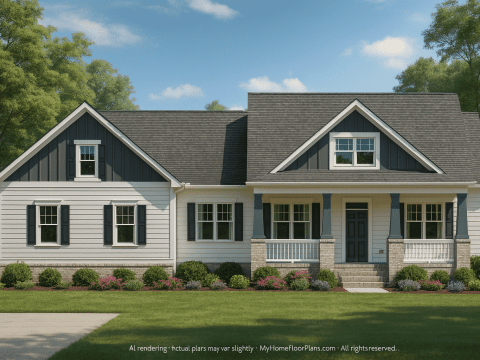 Craftsman Home Plan 3 Beds, 2 Baths, Vaulted Ceilings & Bonus Room