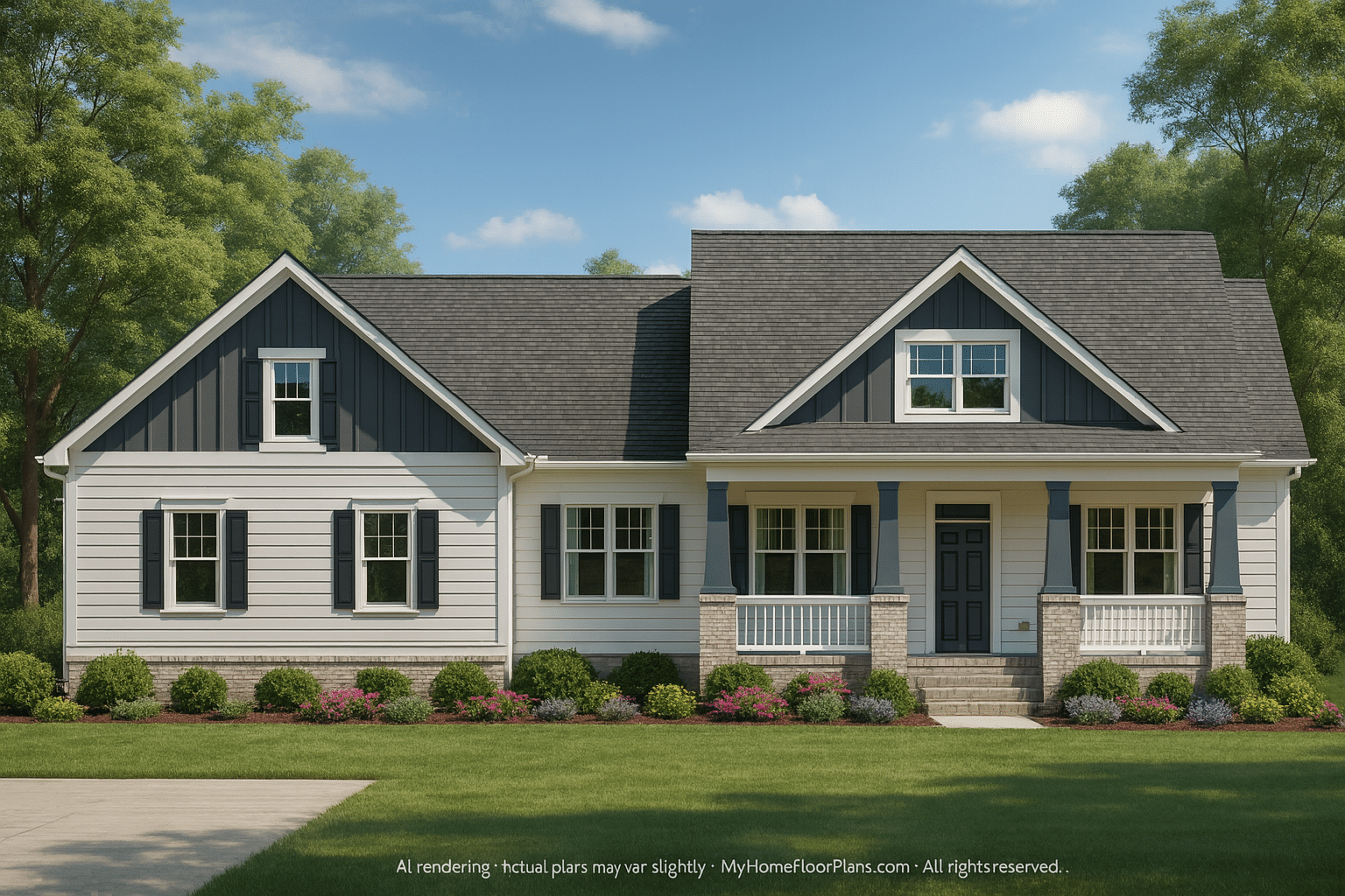 Craftsman Home Plan 3 Beds, 2 Baths, Vaulted Ceilings & Bonus Room