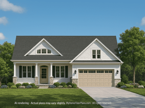 Craftsman Home Plan Detailed CAD Blueprint and Floor Design