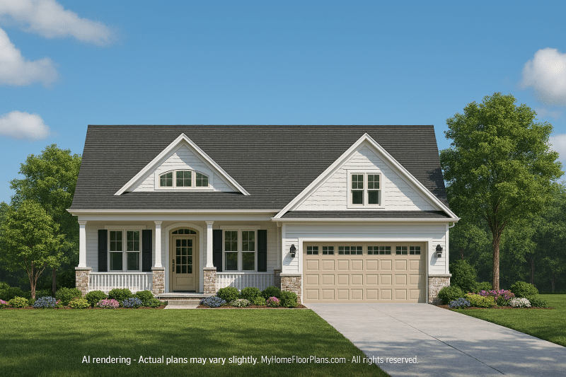 Craftsman Home Plan Detailed CAD Blueprint and Floor Design