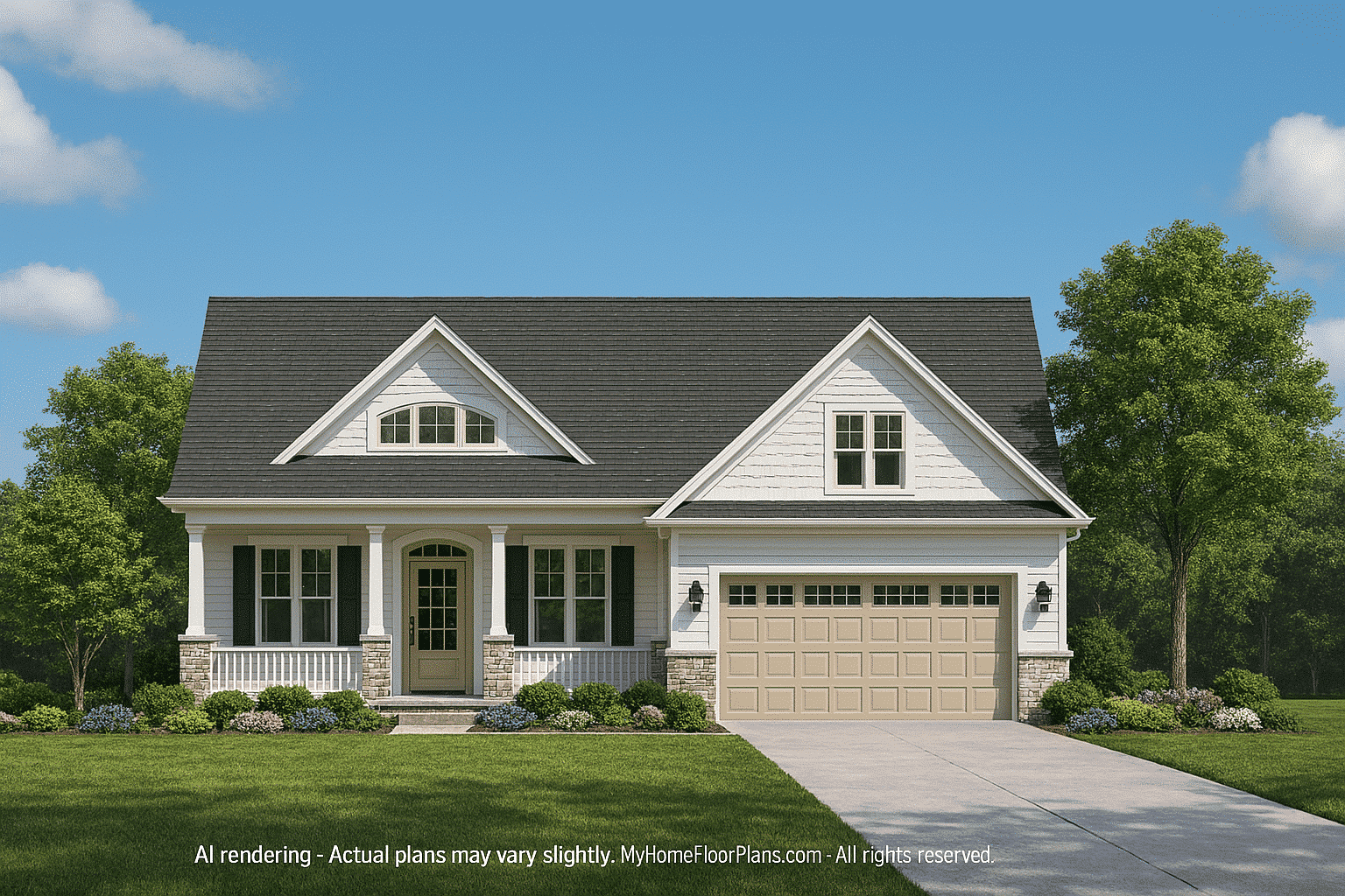 Craftsman Home Plan Detailed CAD Blueprint and Floor Design