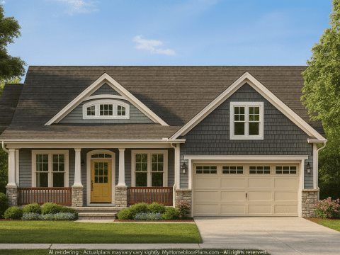 Craftsman Home Plan with 1.5 Floors Floor Plan Designs