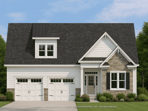 Craftsman Home Plan with 1.5 Floors and Open Layout