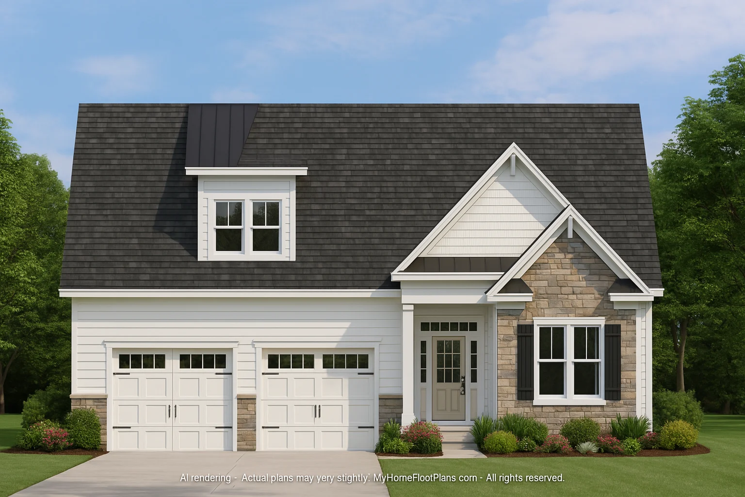Craftsman Home Plan with 1.5 Floors and Open Layout