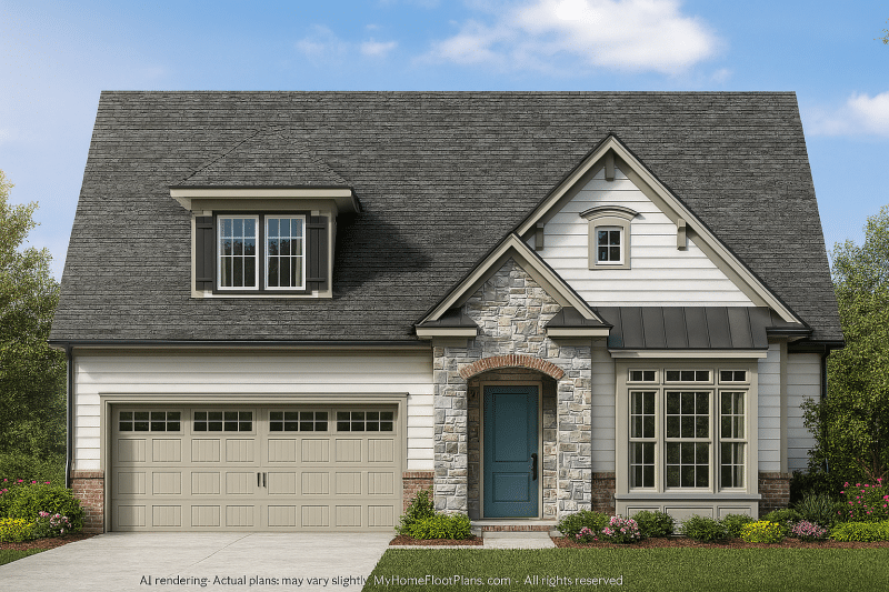 Craftsman Home Plan with 1.5 Stories, CAD Blueprints & Modern Design