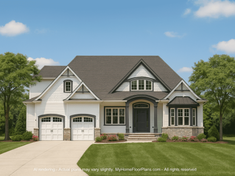 Craftsman Home Plan with 2 Floors and 4 Bedrooms – Detailed CAD Designs