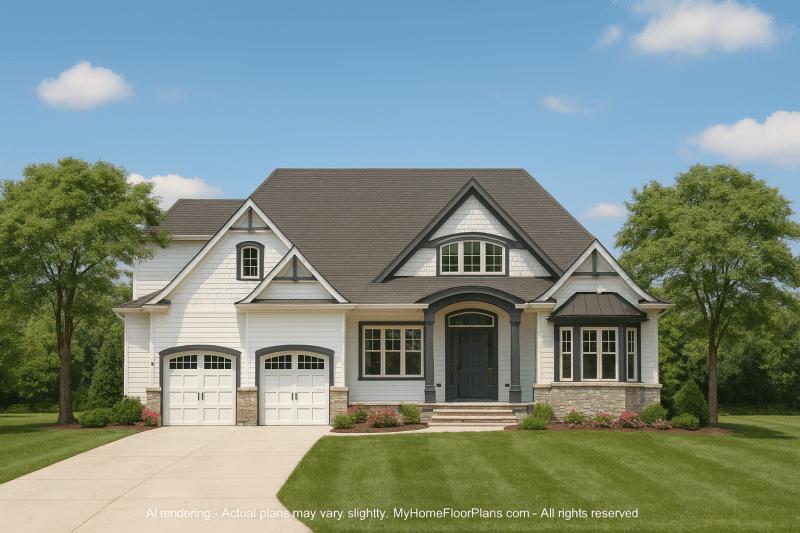 Craftsman Home Plan with 2 Floors and 4 Bedrooms – Detailed CAD Designs