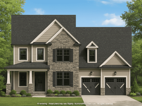 Craftsman Home Plan with 2 Stories, 4 Bedrooms, and CAD Designs