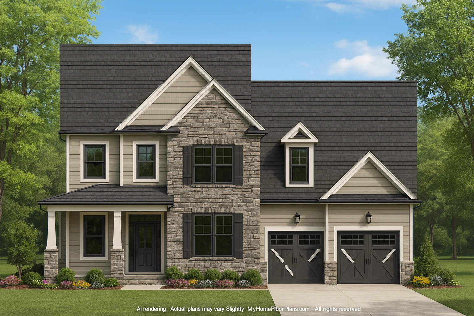 Craftsman Home Plan with 2 Stories, 4 Bedrooms, and CAD Designs